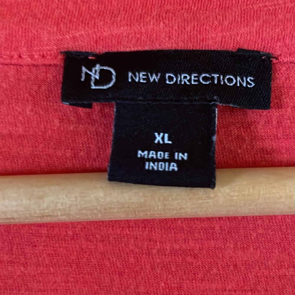 New Directions Women XL Coral Long Sleeve V-Neck Top Cotton Rayon Casual Knit - Picture 2 of 7